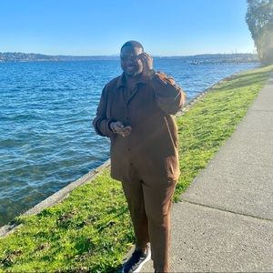 PLUS LONG SLEEVE PLEATED OVERSHIRT AND PANTS SET